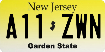 NJ license plate A11ZWN