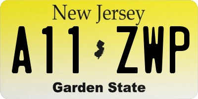 NJ license plate A11ZWP