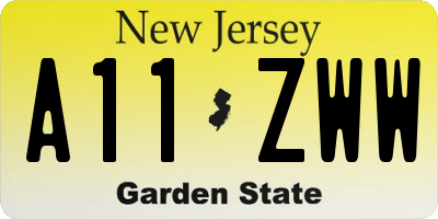 NJ license plate A11ZWW
