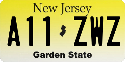 NJ license plate A11ZWZ