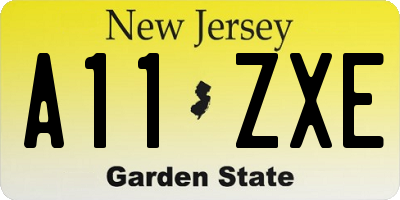 NJ license plate A11ZXE
