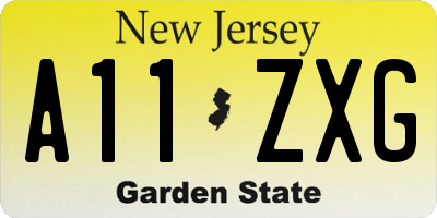 NJ license plate A11ZXG