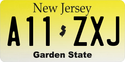 NJ license plate A11ZXJ