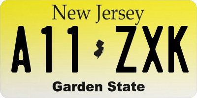 NJ license plate A11ZXK