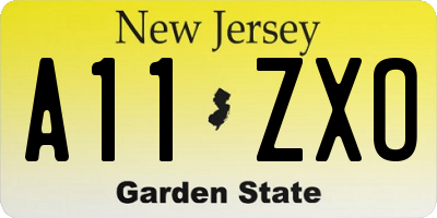 NJ license plate A11ZXO