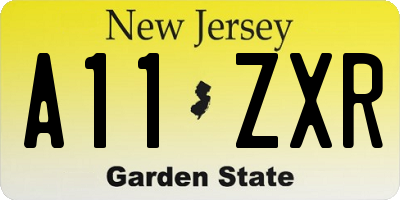 NJ license plate A11ZXR