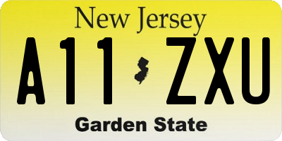 NJ license plate A11ZXU
