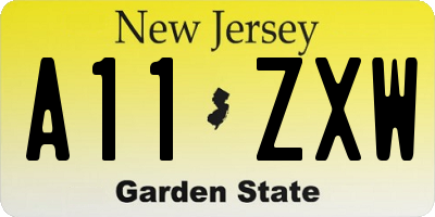 NJ license plate A11ZXW