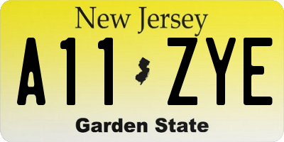 NJ license plate A11ZYE