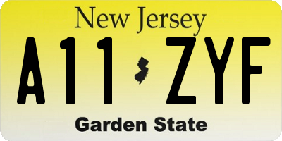 NJ license plate A11ZYF