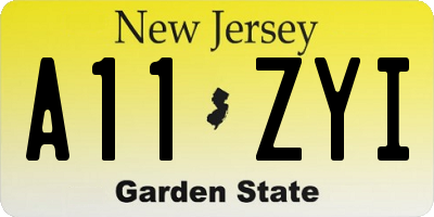 NJ license plate A11ZYI