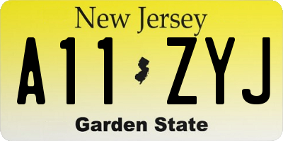 NJ license plate A11ZYJ