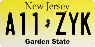 NJ license plate A11ZYK