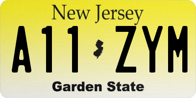 NJ license plate A11ZYM
