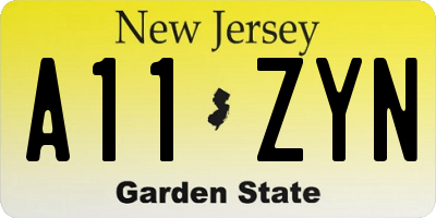 NJ license plate A11ZYN