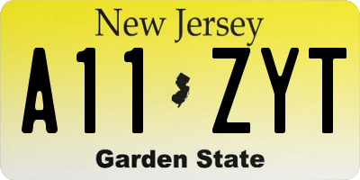 NJ license plate A11ZYT