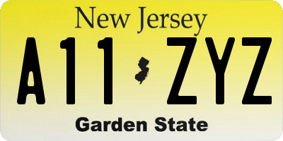 NJ license plate A11ZYZ