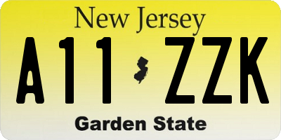 NJ license plate A11ZZK