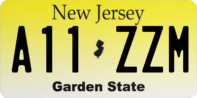 NJ license plate A11ZZM