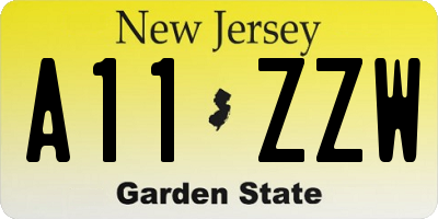 NJ license plate A11ZZW