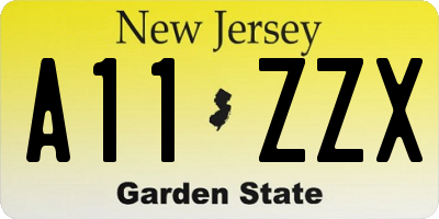 NJ license plate A11ZZX