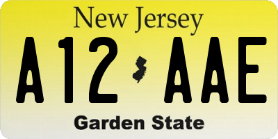 NJ license plate A12AAE