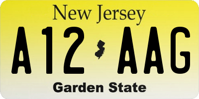 NJ license plate A12AAG