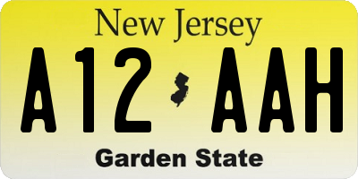 NJ license plate A12AAH