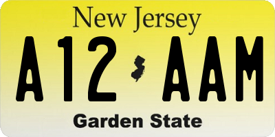 NJ license plate A12AAM