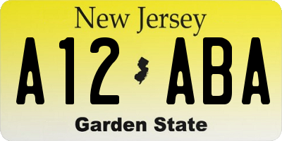 NJ license plate A12ABA