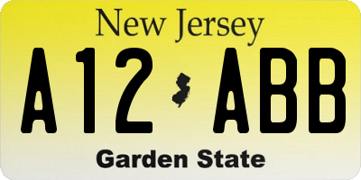 NJ license plate A12ABB