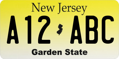 NJ license plate A12ABC