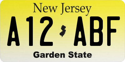NJ license plate A12ABF