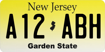 NJ license plate A12ABH