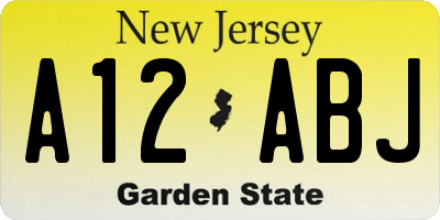 NJ license plate A12ABJ