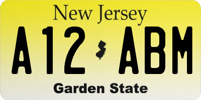 NJ license plate A12ABM
