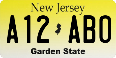 NJ license plate A12ABO