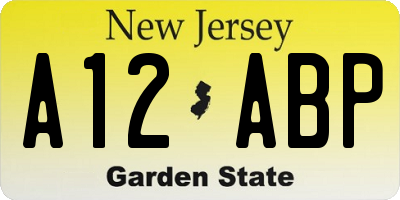 NJ license plate A12ABP