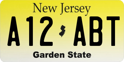 NJ license plate A12ABT