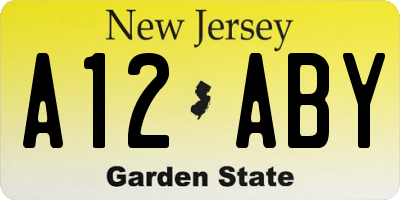NJ license plate A12ABY