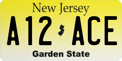 NJ license plate A12ACE