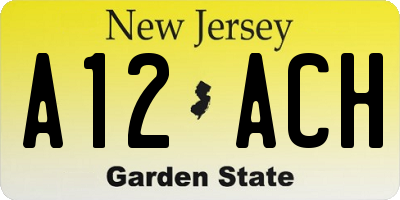 NJ license plate A12ACH