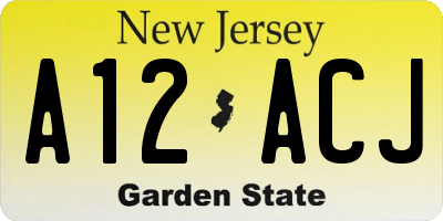 NJ license plate A12ACJ