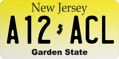 NJ license plate A12ACL