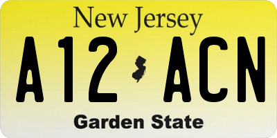 NJ license plate A12ACN