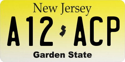 NJ license plate A12ACP