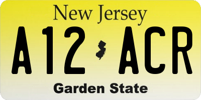 NJ license plate A12ACR