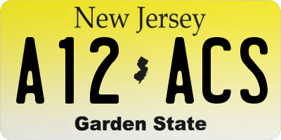 NJ license plate A12ACS