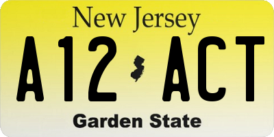 NJ license plate A12ACT