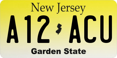 NJ license plate A12ACU